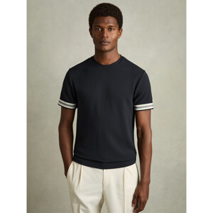 REISS EMMERSON Tape Cuff Textured T Shirt